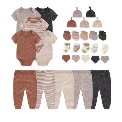 30PCS Newborn Clothing Set Short Sleeve Jumpsuit + Trousers + Hat + Bib + Gloves + Socks  Infant Boy Girl  Top Mittens Full Moon Gift Pack