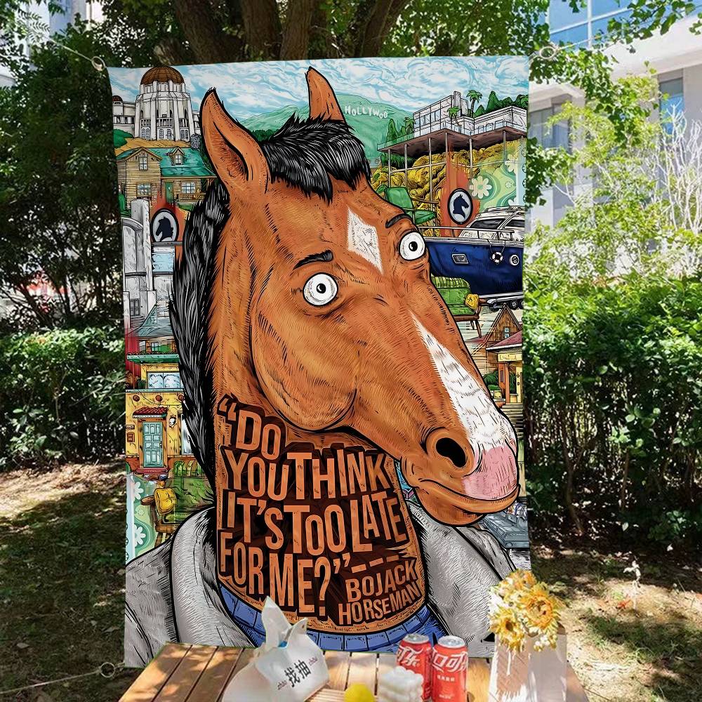 

Classic BBoJack Animation HHorseman DIY Flag For Family Group Photo Living Room Home Dorm Decor Wall Art Decor Banner 74x94cm(29x37in)