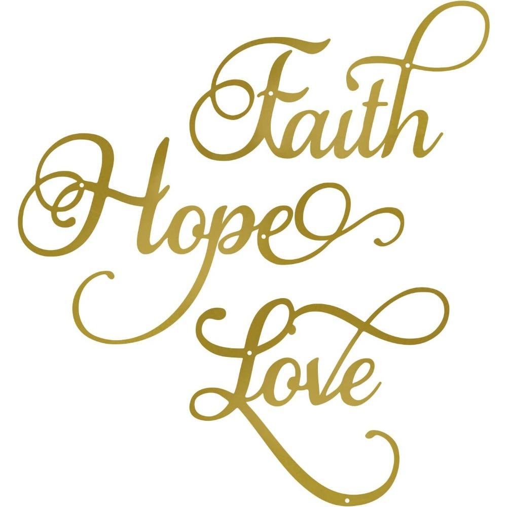 3 Pieces Black Metal Wall Decor Inspirational Faith Hope Love Sign Rustic Vintage Word Art Home Bedroom Living Room Farmhouse Letter