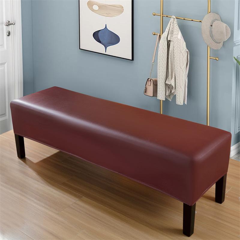 PU Bench Cover Stretch All-inclusive Stool Cover Waterproof Piano Seat Cover Slipcover Living Room Washable Bench Protector