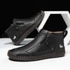 New Classic Handmade Leather Men's Shoes with Zipper Design Outdoor Sneakers Casual Flat Shoes Men Work Shoes Ankle Boots