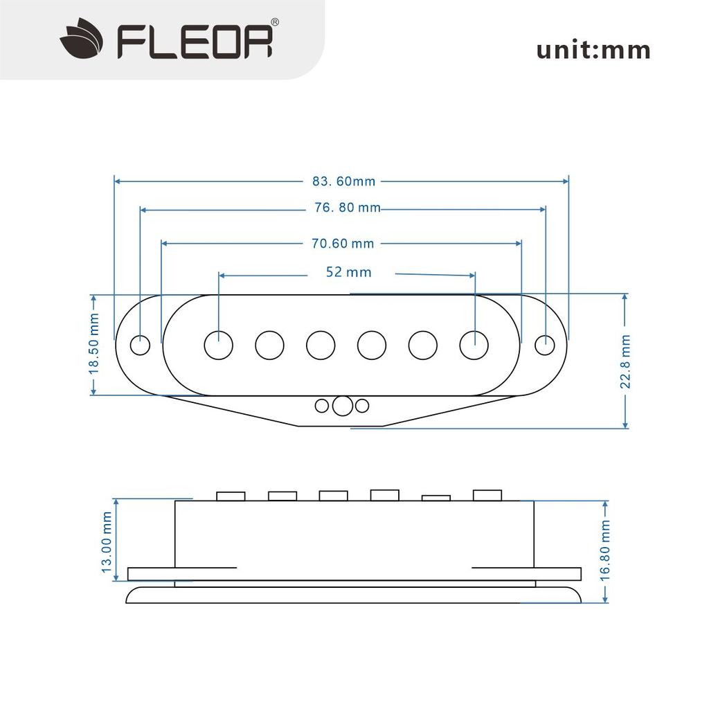 FLEOR 3pcs Vintage Staggered Alnico 5 Single Coil Pickups & Humbucker Pickup 52/52/52mm for SSH Electric Guitar