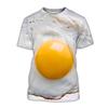 Lustiges Spiegelei Muster T-Shirt für Männer Leckeres Essen 3D Druck T-Shirts Sommer Lässig Rundhals Oberteile Unisex T-Shirts Kurze Ärmel