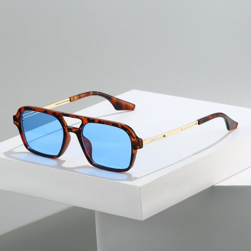 Vintage Square Sunglasses Women Brand Designer Rectangle Sun Glasses Female Fashion Retro Leopard Uv400 Blue
