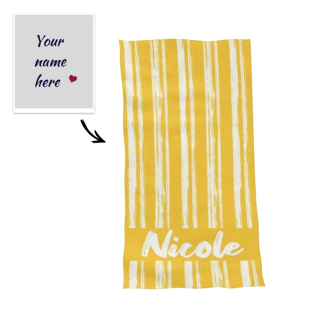 Stripe Beach Towel Custom Name/Logo Microfiber Towel Thin Quick Dry Absorbent for Beach Swimming Yoga Bath Sports