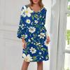 Women's  Fashion V-neck Solid Color Large Size Loose Long Large Swing 3/4 Sleeved Dress