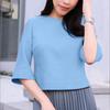 ZANZEA Women Casual Round Neck Solid Color Loose 3/4 Sleeve Blouse