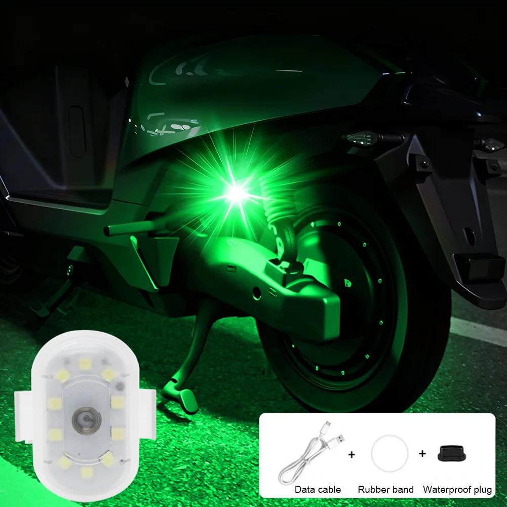 

5V Multifunctional Motorcycle LED Touch Light USB Charging Waterproof Safty Driving Strobe Lamp 8 Modes Motos Decorative Lamp зелений