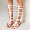 Calf High Women Gladiator Sandals Flat Heel Lady Party Shoes Large Small Plus Size 30 48