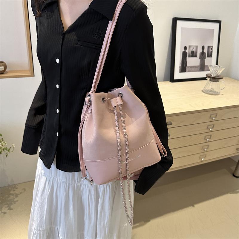 Women's Backpack 2025 New High-end Niche Versatile Chain Back Bag Shoulder Portable Bucket Bag Travel Bag