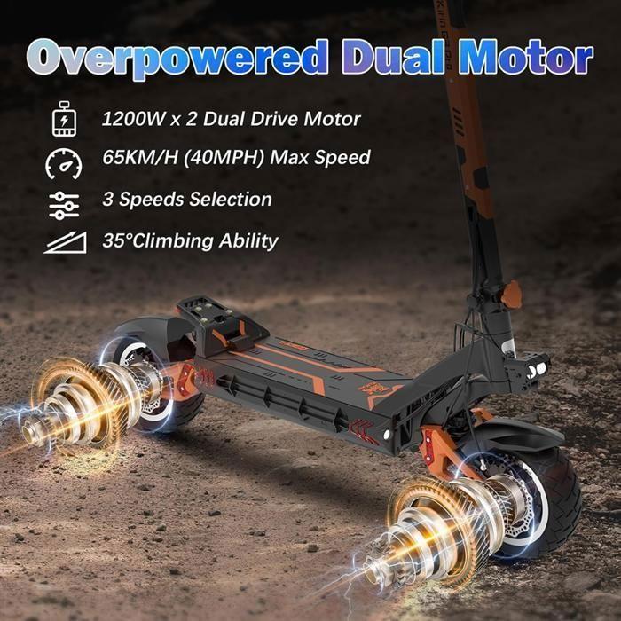 Skládací elektrická koloběžka KuKirin G3 PRO - Motor 2400W - Baterie 52V 23.2Ah - 10" pneumatiky - Sklon 35° - Dojezd 80 km