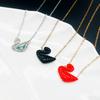Korean Style Black Red Swan Rhinestone Titanium Steel Necklace for Women - Versatile, High-End, Simple, Exquisite Jewelry