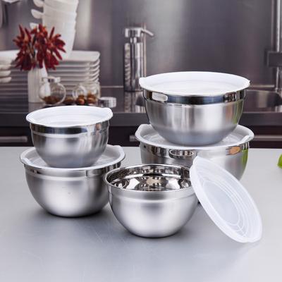 Tigela de aço inoxidável para misturar salada com tampa, tigela para massa de frutas e vegetais, tigelas para bater ovos, recipiente para alimentos, utensílios de cozinha