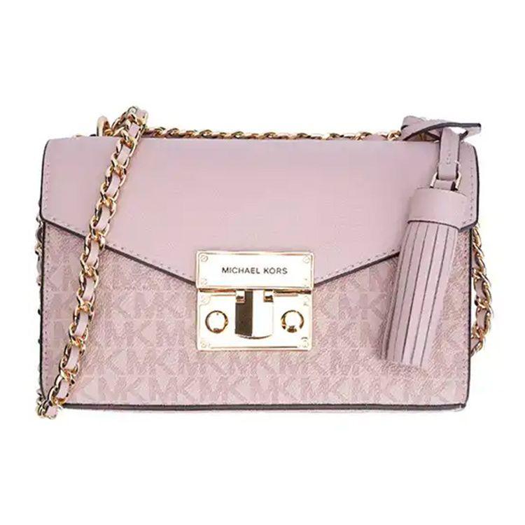 Michael Kors MK Rose Monogram Tassel Flap Gold Buckle Leather Chain Shoulder Crossbody Bag Women bags Ballet-Pink 35T0GXOC1B-BALLET Basic Set BagDust Bag 23170₽
