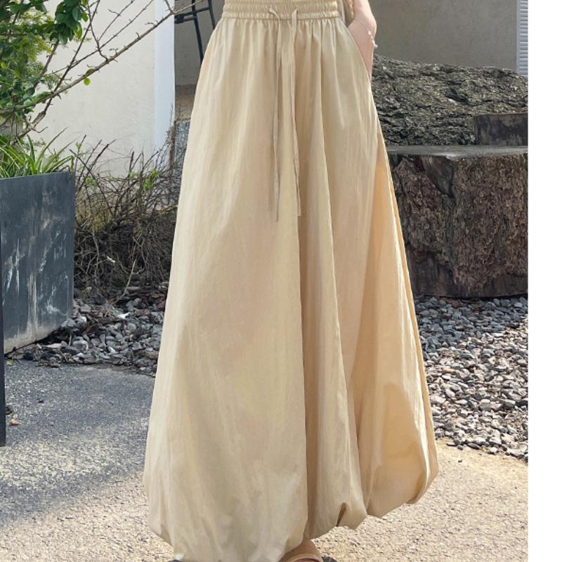 Modrá sukně s poupětem pro ženy na léto Nová lehká a prodyšná sukně s vysokým pasem Jemný styl Lucernová sukně