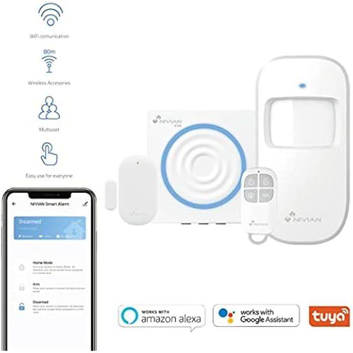 Système D'alarme Nivian Pour La Maison Et L'entreprise Sans Frais Mensuels | Kit D'alarme WiFi Avec Télécommande Via L'application