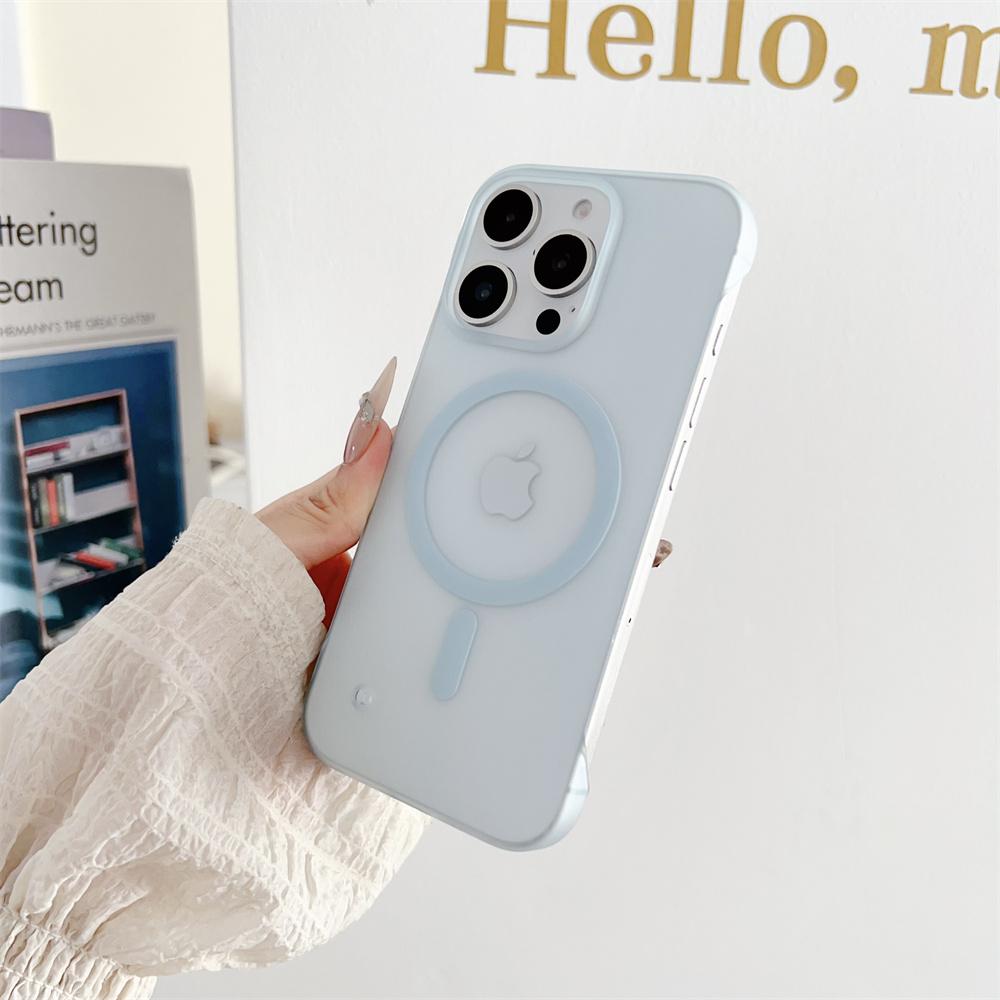 Frameless Magnetic For Magsafe Slim Case For iPhone 17 16 11 12 13 14 15 Pro Max Matte Translucent Borderless Protective \'p[