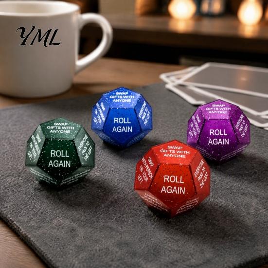 Easy Read Game Dice Santa Swap Gift Exchange Dice, Christmas Stocking Stuffers White Elephant Glitter Multi-sides for Present Party