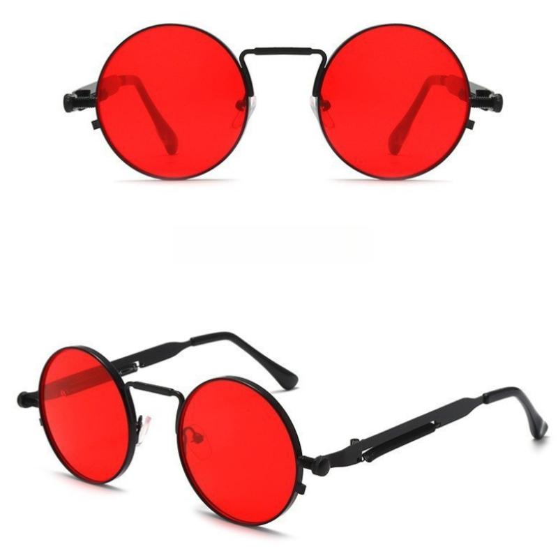 Retro Men Alloy Punk Sunglasses Colorful Round Metal Frame Women Fashion Sun Glasses UV400 Eyewear Round Oculos De Sol