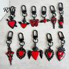 Hip Hop Punk Keychain Halloween Dark Aesthetic Gothic Keychain, Love Heart Keyring Pendant, Vintage Backpack Purse Bag Charm for Women Men