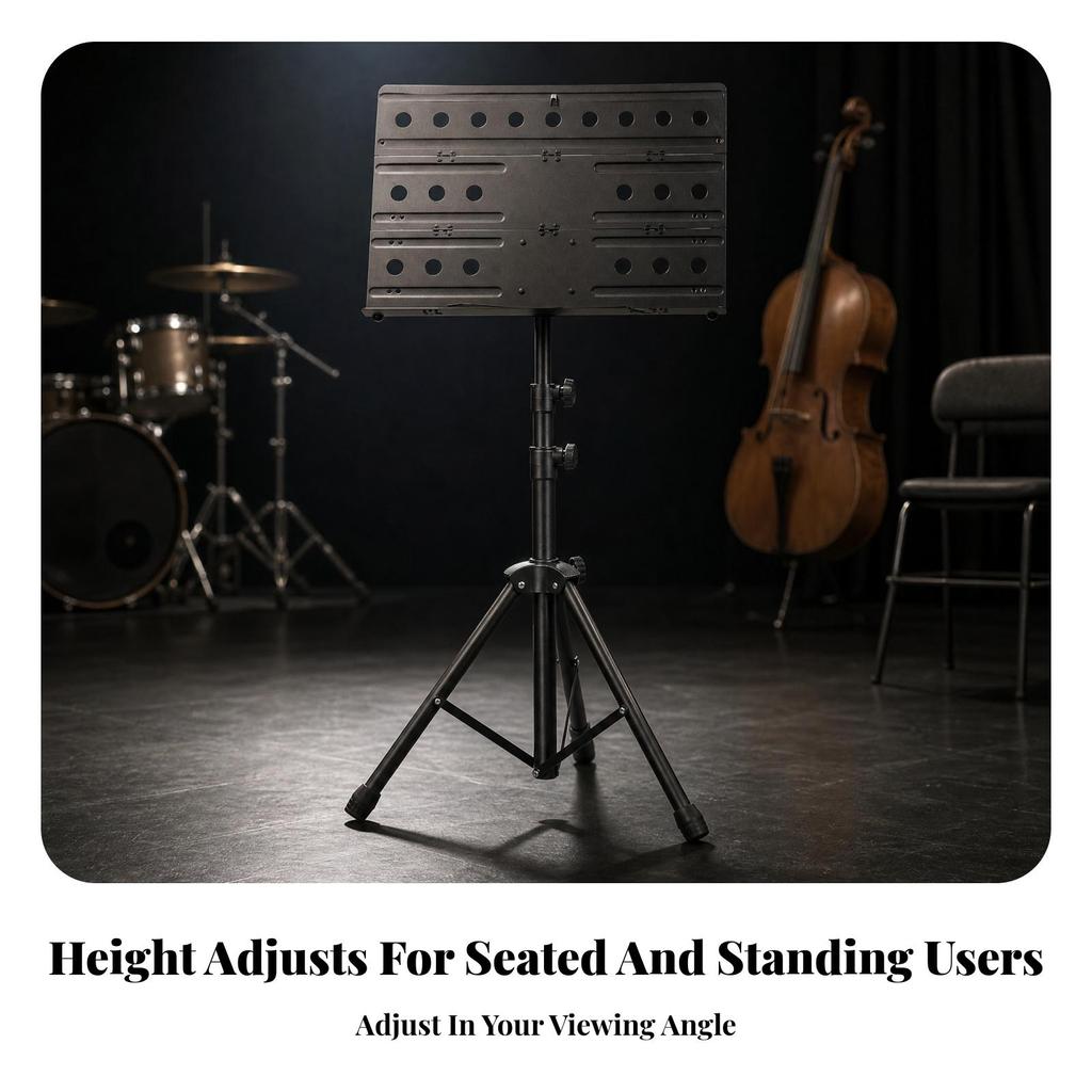 Iron Music Stand with Three-Panel Rest Folding for Classrooms