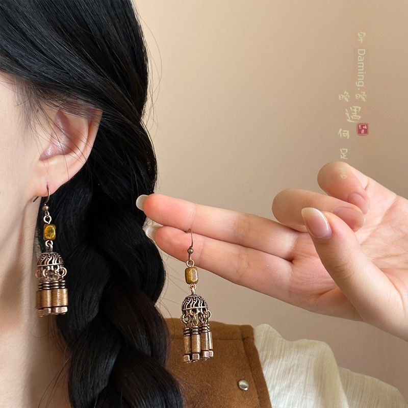 

Серьги с длинной бахромой в богемном стиле, женские, 2025 год, новые праздничные капли для ушей, летние уникальные и красивые серьги Retro Birdcage Wood Tassel