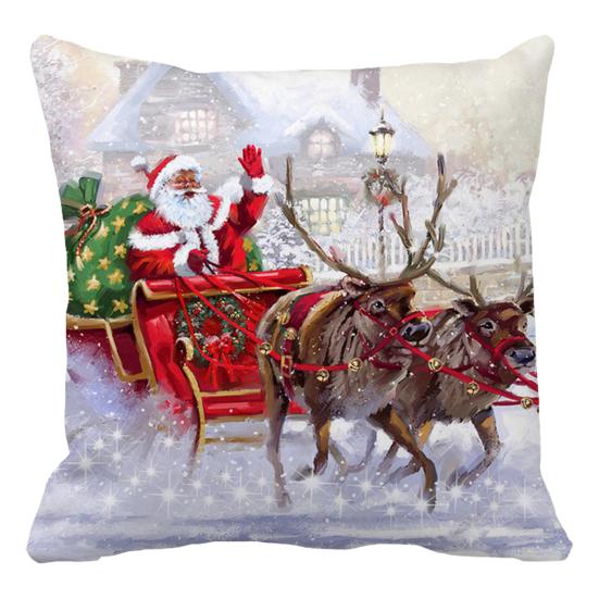 Decorative Christmas Cushion Cover with Delicate Texture - Fadeless and Protective Slip-on Design for Couch Decor