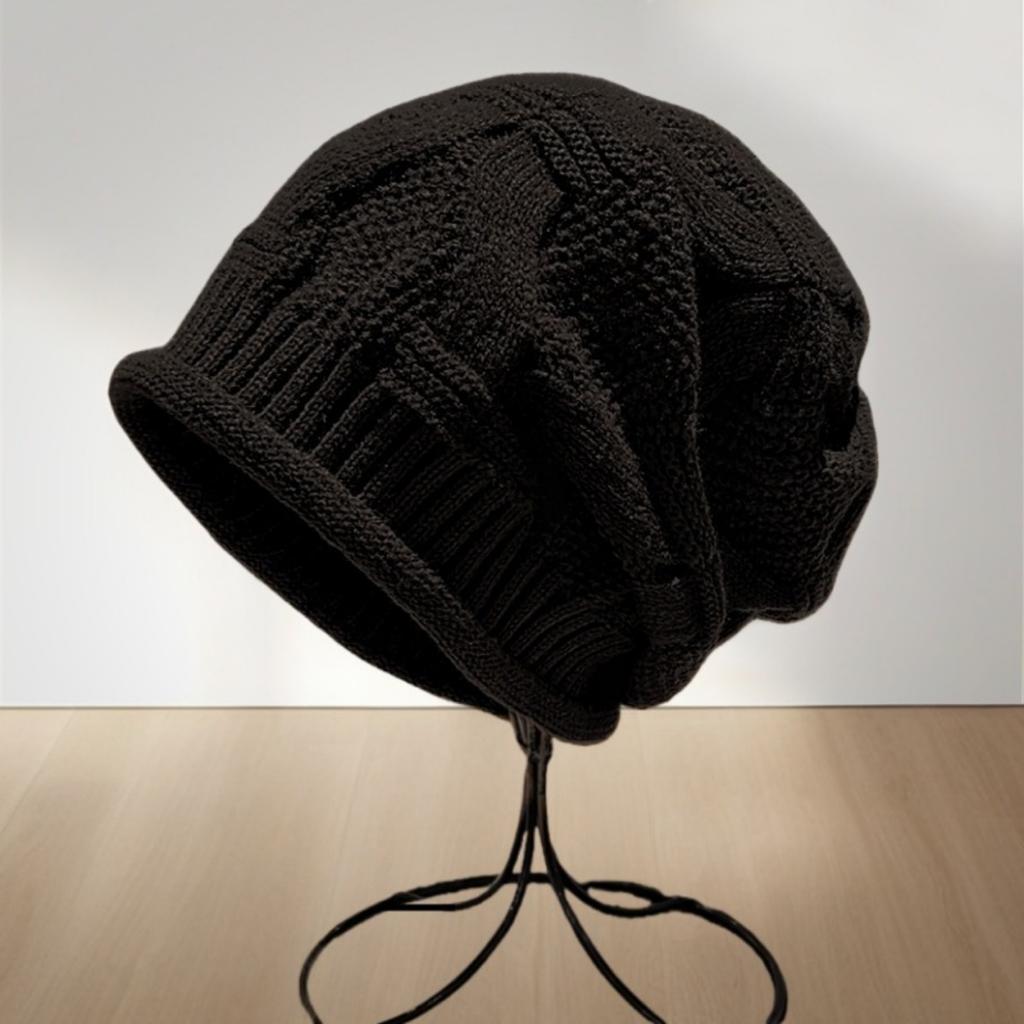 Woolen Hat, Rolled Edge, Knitted Hat, Toe Cap, Ladies', Single-layer, Stacked Hat, Warm Hat