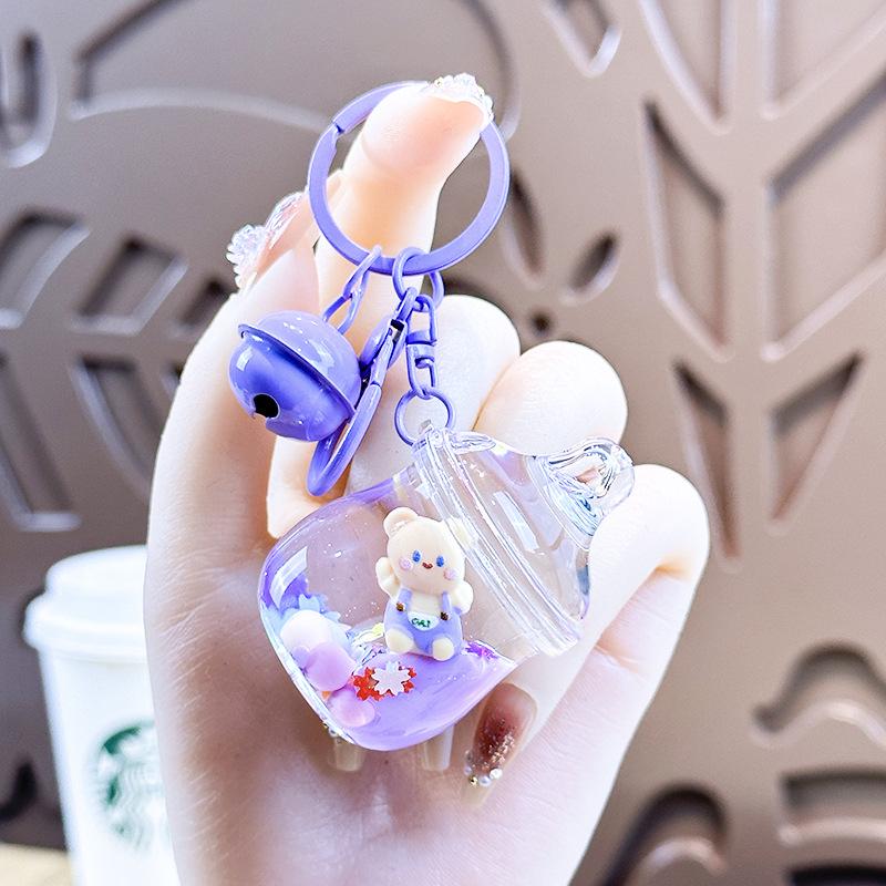 Creative Quicksand Bear Pendant Keychain - Cute Floating Drift Bottle Design