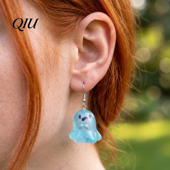 Earrings Ghost Glow-in-the-Dark Pendant for Women Decor, Fun Kids Cartoon Cute Earrings, Necklace Halloween Jewelry
