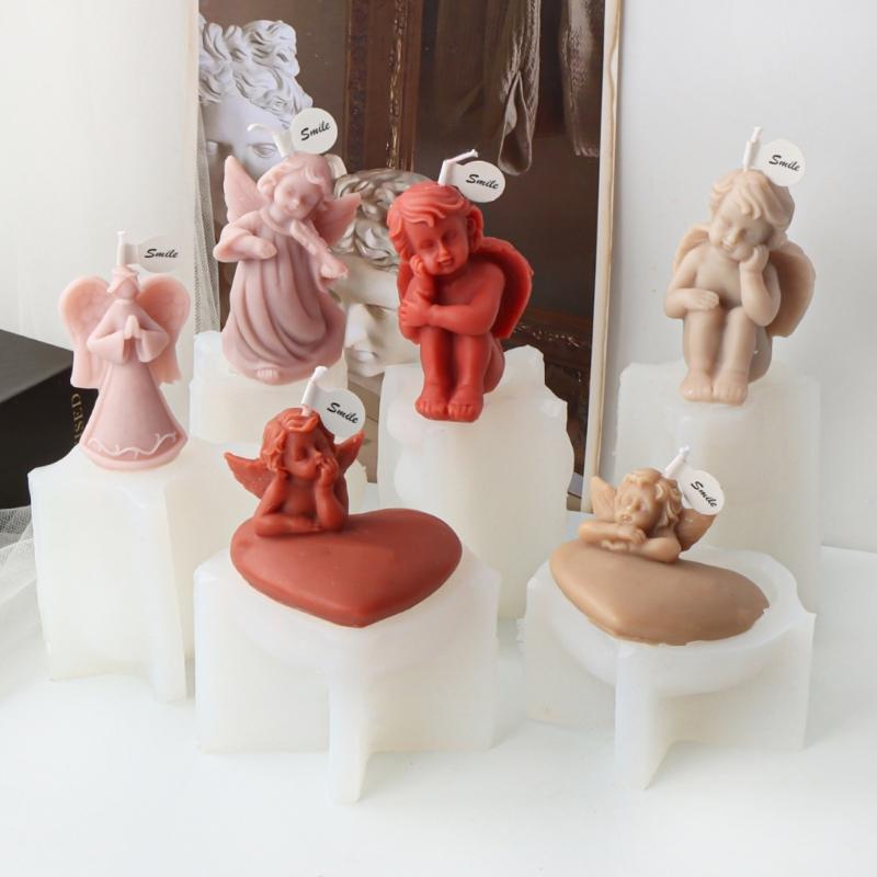 Angel Statue Candle Mold for Making Aromatherapy Candle Soap Fondant Baking Chocolate Molds DIY Craft Gypsum Ornaments