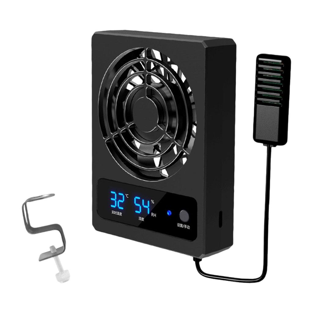 Reptile Ventilation Fan Smart Hygrometer USB Powered Reptile Terrarium Thermometer for Snake Bearded Dragon Pet Supplies
