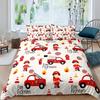 Boys Fire Truck Bedding Set Kids Red Fire Engine Pattern Comforter Cover for Children Teens Car Vehicle Print Duvet Cover 2pcs