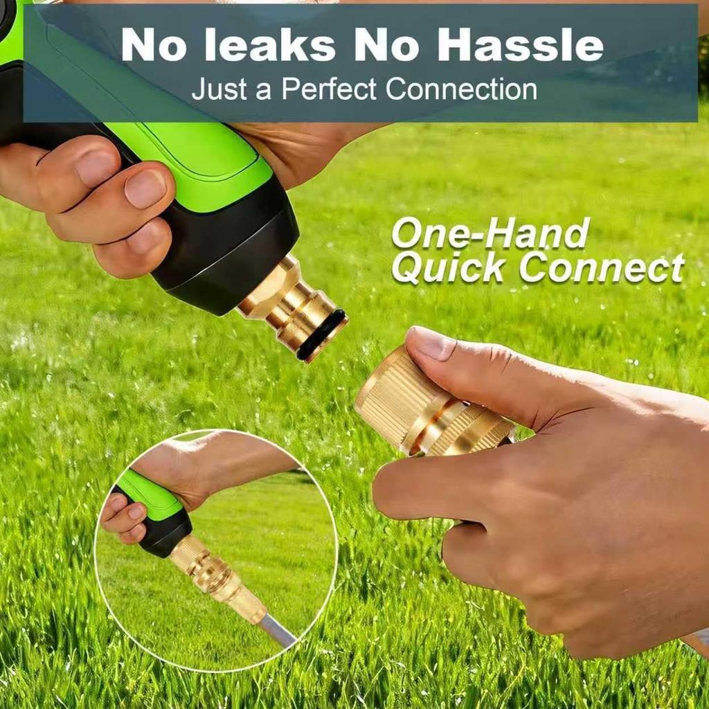 Garden Hose Quick Connector, Solid Brass 3/4 Inch GHT Thread Garden Quick Connect Kit