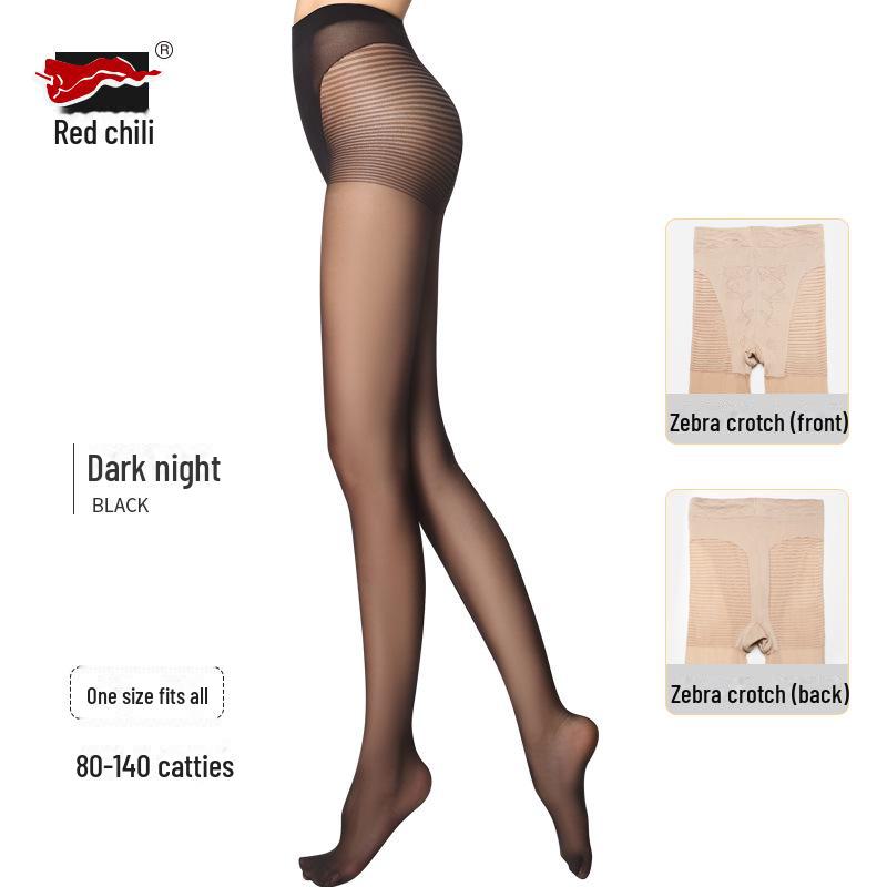 Red Pepper Zebra Pattern Summer Pantyhose - Breathable, Anti-Snag Jacquard Stockings for Women