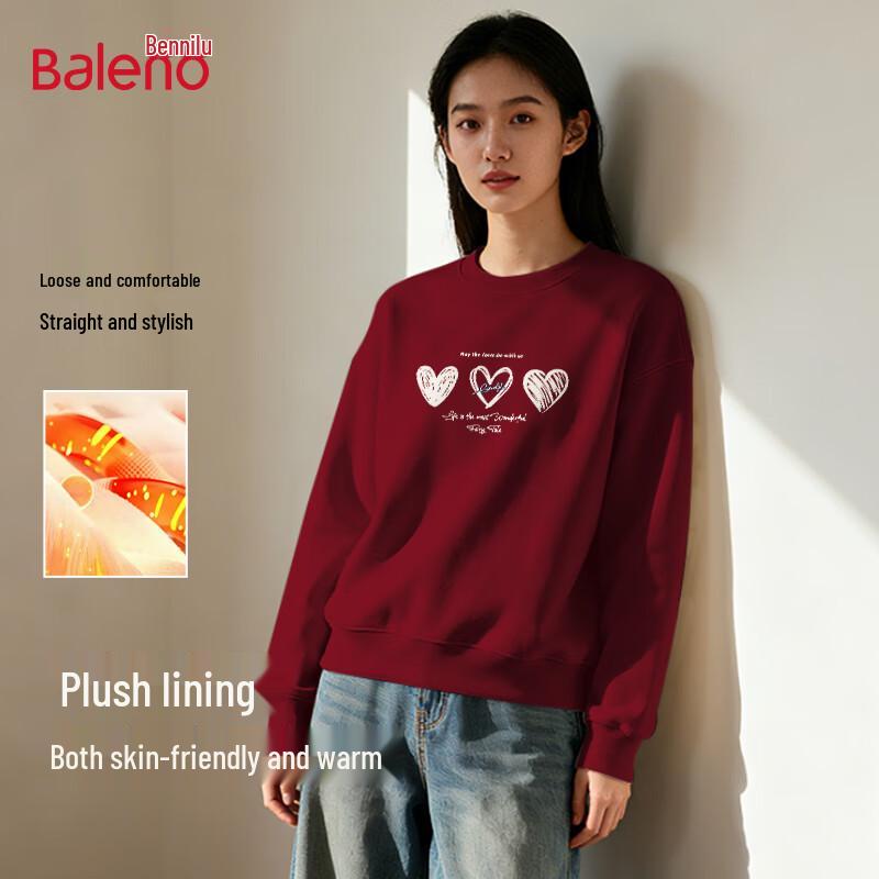 Baleno Women's Fleece-Lined Oversize Heart Graphic Sweatshirt