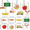 Cartoon Back To School Theme Swirl Hanging Garland Welcome Back Banner First Day of School Blackboard for Classroom Decoration
