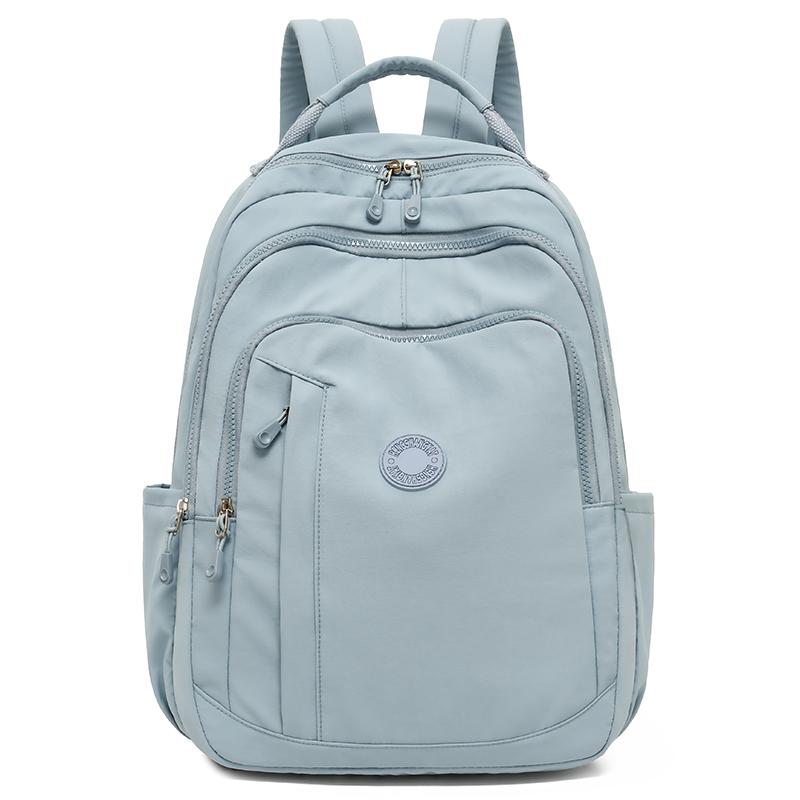 Women's Backpack Solid Color Nylon Backpack Large Capacity Water-repellent Student Schoolbag