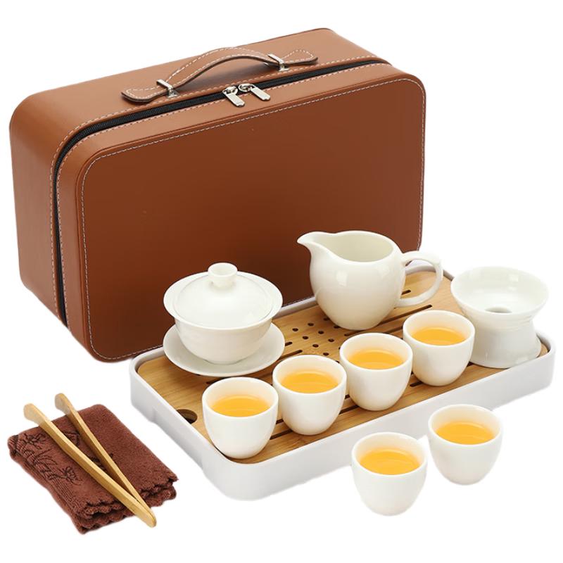 Woding Mutton-Fat Jade White Porcelain Travel Gongfu Tea Set