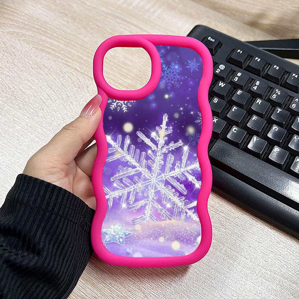 Winter Snowflake Mobile Cell Phone Case for iPhone 17 16 15 14 13 12 11 Air Pro Max Plus Wavy Edge TPU Colorful Cover Smartphone