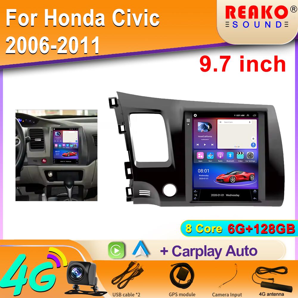 Android Carplay For Honda Civic 2006-2011 9.7 Inch Tesla Style Android Car Multimedia Player 4G Wifi Navigation Touch Display