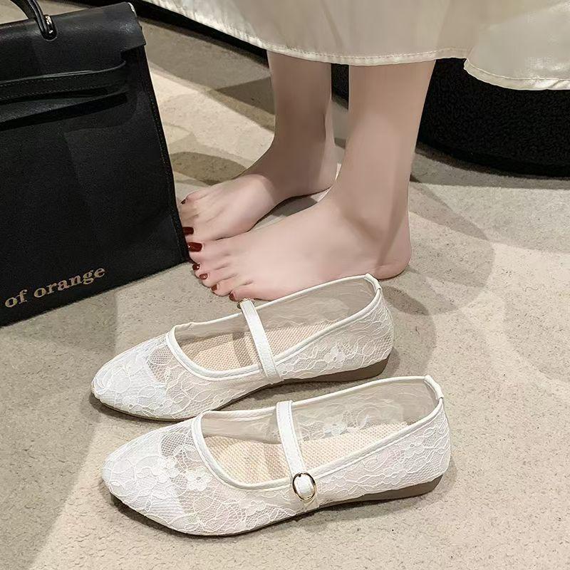 2026 Damen Neue Sommer Flache Slip-On Flachsohle Mesh Schuhe Weiche Sohle Rutschfest Atmungsaktive Gummisohle Nude Schuhe Sandalen