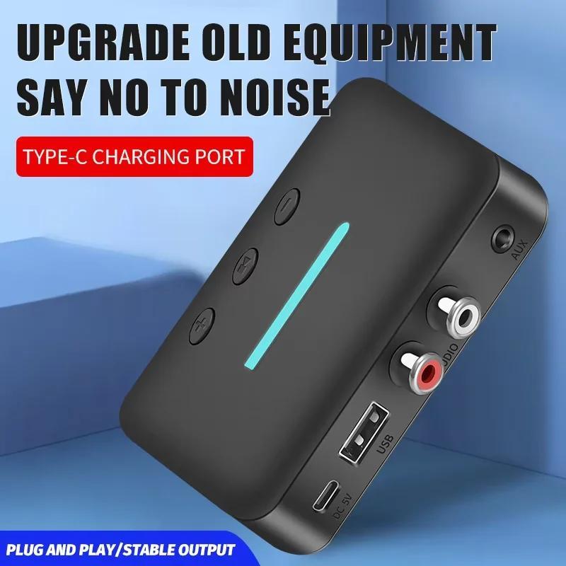 Adaptador Bluetooth 5.0 Receptor de Áudio Sem Fio Estéreo 3.5mm Aux R/LC RCA Suporte para Reprodução de U-disk