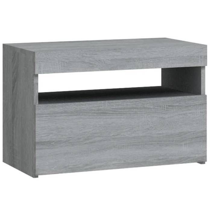VidaXL Table de Chevet avec Lumières LED Table de Nuit Armoire de Chevet Armoire de Lit Meuble de Chambre Maison Sonoma Gris 3152828