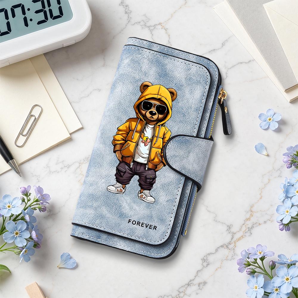 Fashion Cool Bear Pattern Wallet Large Capacity Multi Card Slot Purse