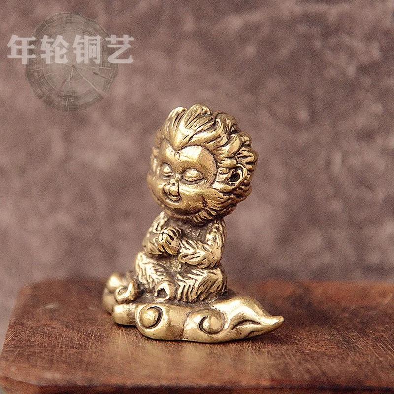 Sun Wukong Handmade Solid Brass Craft Ornament, Chinese Style Desktop Decoration, Journey To the West Sculpture Gift