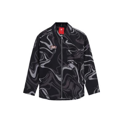 Li Ning Allover-Print Lässiges Langarmshirt Herrenhemden Schwarz ASHS021-3