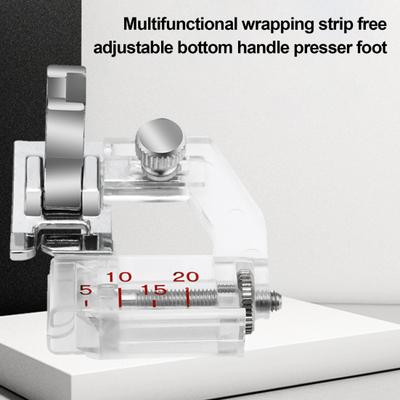 Bias Tape Presser Foot Sewing Machines Adjustable Bias Tape Binding Foot Easy Install Presser Foot for All Low Shank Snap-on Industrial
