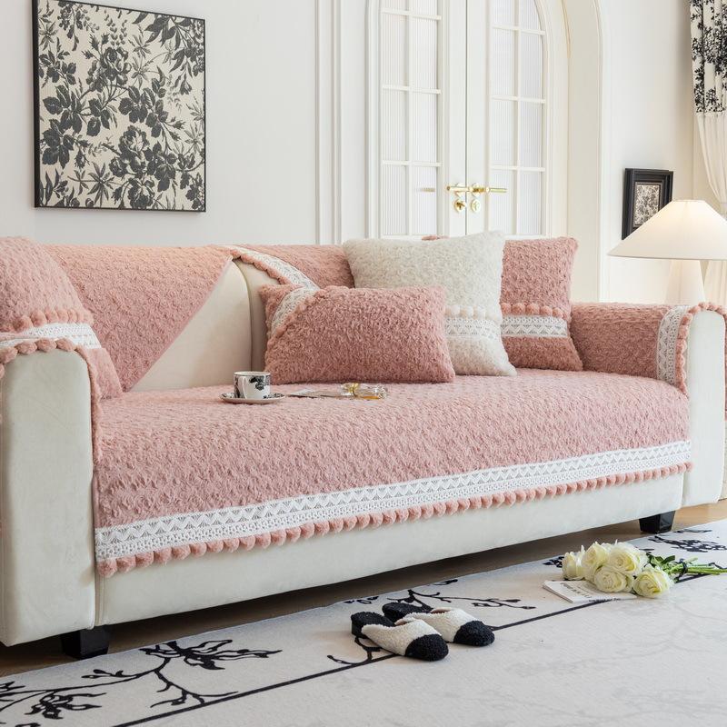 

Розовая бархатная подушка для дивана, зимняя нескользящая мягкая подушка, плюшевый кожаный чехол для дивана, новый чехол, тканевое полотенце 70x70