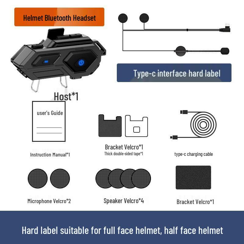 2025 Bluetooth 5.3 Motorcycle Helmet Headset with LED Lights, Waterproof Wireless Intercom